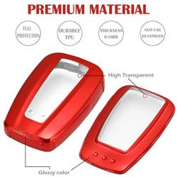 Lcyam Key Fob Cover Tpu Glossy Shiny Remote Protection Case Key Holder Fits for Toyota Highlander Corolla Camry RAV4 Prius C-HR 2019 2020 2021 Keyless Car Key 3/4 Button (Red)