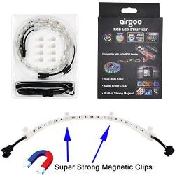 PC RGB LED Strip Light, RGB LED Strip for 12V 4-Pin RGB LED Header, Compatible with ASUS Aura RGB, MSI Mystic Light, ASROCK Aura RGB M/B, Come with 8pcs Strong Magnetic Clip, White Silicone Housing