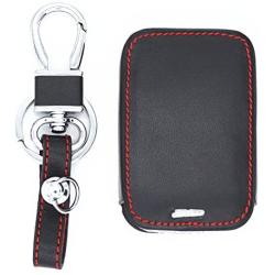 WFMJ Black Leather for Chevrolet Silverado 1500 2500 3500 Colorado GMC Sierra 1500 2500HD 3500HD 4 Buttons Smart Remote Key Chain Cover Case Fob