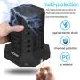 Power Strip Tower, Surge Protector Charging Tower with 8 AC Outlets and 6 Ports USB, Independent Control Switch for Each Floor (Black)