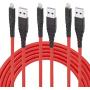iPhone Charger Cord,3 Pack 10 ft Lightning Cable & Data Sync Fast 10 Foot Nylon Braided Cord Compatible with iPhone Xs max/xr/x/8/8 Plus/7/7plus/6/6s Plus/5s/5,iPad(red)
