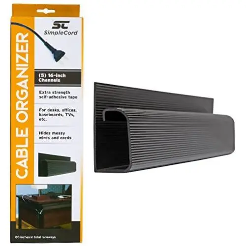 J Channel Desk Cable Organizer by SimpleCord – 10 Black Raceway Channels - Cord Cover Management Kit for Desks, Offices, and Kitchens J Channel Desk Cable Organizer by SimpleCord – 10 Black Raceway Channels - Cord Cover Management Kit for Desks, Offices, and Kitchens