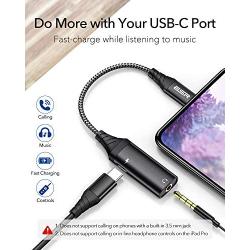 ESR Upgraded 2-in-1 USB-C PD Headphone Jack Adapter, Type C to 3.5mm Audio and Charger Adapter, for Aux, Stereo, Earphones, Headset, Compatible with iPad Pro 2018, Galaxy S20/S10/Note10, Pixel 3/4