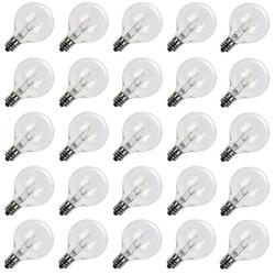 Moonflor Clear Globe G40 Replacement Bulbs, E12 Screw Base Light Bulbs, 1.5-Inch, Pack of 25