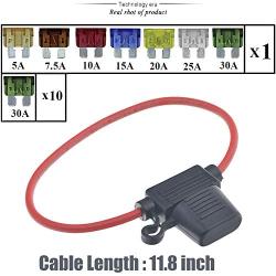 SimpleDailyGoods-10 Pack 12V/DC ATC/ATO 12AWG in-Line Fuse Holder for 5Amp/7.5Amp/10Amp/15Amp/20Amp/25Amp/30Amp fuses Suitable for Installing Cars,Motorcycles,Buses etc,and Other Electronic Equipment