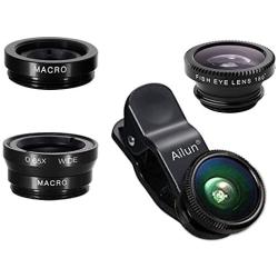 Phone Lens,by Ailun,3 in 1 Clip On 180 Degree Fish Eye Lens+0.65X Wide Angle+10X Macro Lens,Universal HD Camera Lens Kit for Mobile Phone,Cellphone,Smart Phone
