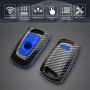 TANGSEN Smart Key Fob Case for BMW 1 3 4 5 6 7 Series GT3 GT5 M5 M6 X3 X4 3 4 Button Keyless Entry Remote Personalized Protective Cover Plastic Carbon Fiber Pattern Blue Silicone