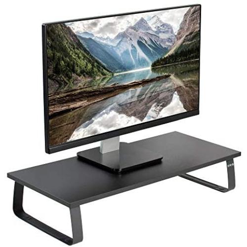 VIVO Black 24 inch Monitor Riser - Wood & Steel Desktop Stand, Screen, Keyboard, Laptop, Small TV Ergonomic Desk and Tabletop Organizer STAND-V000D