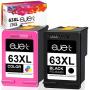 ejet Remanufactured Ink Cartridge Replacement for HP 63XL 63 XL to use with OfficeJet 3830 Envy 4520 4512 Officejet 4650 5255 Deskjet 1112 3634 3639 3632 Printer (1 Black, 1 Color)