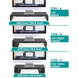 Foldable Monitor Stand Riser, Klearlook 3 Width Adjustable Computer Stand with Storage Drawer Tablet and Phone Stand Holder Desk Organizer for TV PC Laptop Computer Printer Fax Machines [Black]