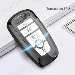 ELOHEI for Ford Key Fob Cover Case, Soft TPU Key Fob Case Protector Holder for 2017 2018 2019 Ford Fusion F150 F250 F350 F450 F550 Edge Explorer Escape Mustang Remote Keyless Entry (Black)