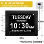 Digital Calendar Alarm Day Clock - with 8” Screen Display, am pm, 5 Alarm, for Extra Impaired Vision People, The Aged Seniors, The Dementia, Wall Mounted, black