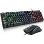 NPET S20 Wired Gaming Keyboard Mouse Combo, LED Backlit Quiet Ergonomic Mechanical Feeling Keyboard, Backlit Gaming Mouse 3200 DPI, for Desktop, Computer, PC