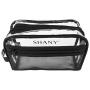 SHANY Clear Toiletry and Makeup Bag with Plastic Mesh Pocket – Medium Nontoxic Travel Organizer with Handle – Black Mesh