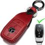 Leather Mercedes-Benz Key Fob Cover, Suit for Keyless Remote Control for Benz A C E S Class Series and GLK CLA GLA GLC GLE CLS SLK AMG Series etc (A-Red)