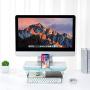 Foldable Monitor Stand Riser, Adjustable Length Computer Stand Riser with Storage Drawer Tablet Phone Stand for PC Laptop Computer (White)