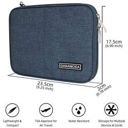 GANAMODA Small Electronic Organizer Travel Cable Bag, Portable Tech Accessories Case for Phone, Cord, Charger, Hard Drives, Gadgets, Navy Blue