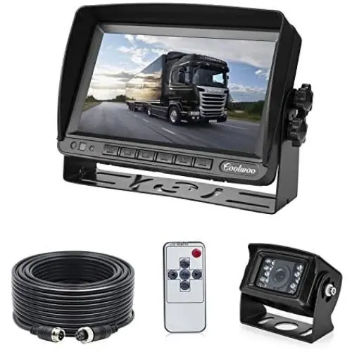 Backup Camera System Kit for RV Van Camper Box Truck, IP69 Waterproof 175º Wide View Angle & 7 inch LCD Adjusting Monitor for Front and Reversing (CW-BUS-70)