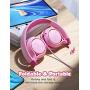 Kids Headphones Girls, Mpow CHE1 Wired Headphones for Kids Teens Children with Volume Limit 94dB, Foldable Adjustable On Ear Headphones for School, Travel, Compatible with Cellphones, Tablets, PC