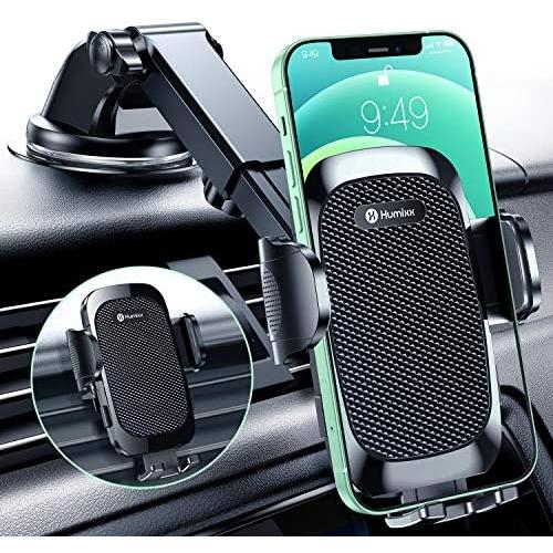 [2021 Upgraded 4 in 1 ] Universal Car Phone Mount Humixx, [Super Suction & Durable] Car Holder for Dashboard Air Vent Windshield, 360 ° Rotatable Long Arm Cell Phone Holder for All Mobile Phones