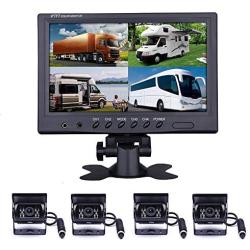 Backup Camera Hard Wired Backup Camera 9 Quad Split Screen HD Rear Backup Camera Monitor System, Waterproof IR Night Vision Backup Camera for Trucks,Trailer Heavy,Box,RV,Camper Bus Rearview Camera