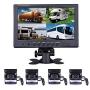 Backup Camera Hard Wired Backup Camera 9 Quad Split Screen HD Rear Backup Camera Monitor System, Waterproof IR Night Vision Backup Camera for Trucks,Trailer Heavy,Box,RV,Camper Bus Rearview Camera