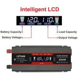 Cantonape 800W/2000W(Peak) Car Power Inverter DC 12V to 110V AC Converter with LCD Display Dual AC Outlets and Dual USB Car Charger for Car Home Laptop Truck