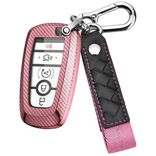 ELOHEI for Ford Key Fob Cover Case, Soft TPU Key Fob Case Protector Holder for 2017 2018 2019 Ford Fusion F150 F250 F350 F450 F550 Edge Explorer Escape Mustang Remote Keyless Entry (Pink)