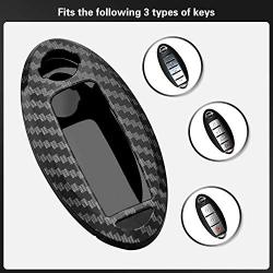 Remote Key Fob Shell Cover Compatible with Nissan 370Z Altima Cube Juke Maxima Murano Pathfinder Quest Rogue Sentra Versa 3/4/5 Buttons, Carbon Gloss Fiber