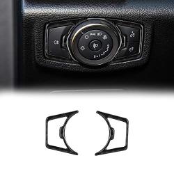 LANZMYAN Headlight Control Panel Sticker Carbon Fiber Headlight Switch Frame Trim Cover Interior Accessories for Ford F150 2015 2016 2017 2018 2019 2020 Black 2PCS