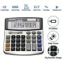 XINPENGFA Office Calculator, Solar and Battery Dual Power, Metal Surface 12 Digit Display Big LCD and Large Button（Pack of 2）