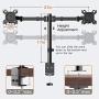 Perlegear Dual Monitor Desk Mount with Height Adjustable Articulating Arms Stand Heavy Duty Clamp and Grommet Base Fits Two 17-32 Inch Flat Curved Screens, Max VESA 100x100mm Holds up to 26 lbs