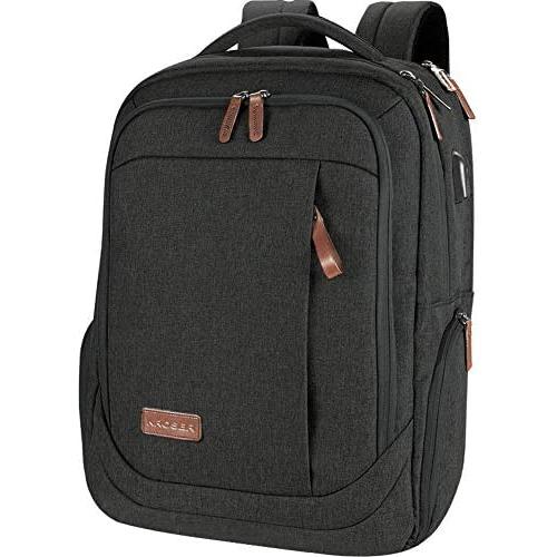 KROSER Laptop Backpack Large Computer Backpack Fits up to 17.3 Inch Laptop with USB Charging Port Water-Repellent School Travel Backpack Casual Daypack for Business/College/Women/Men-Charcoal Black