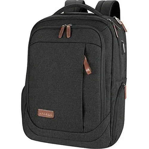 KROSER Laptop Backpack Large Computer Backpack Fits up to 17.3 Inch Laptop with USB Charging Port Water-Repellent School Travel Backpack Casual Daypack for Business/College/Women/Men-Charcoal Black KROSER Laptop Backpack Large Computer Backpack Fits up to 17.3 Inch Laptop with USB Charging Port Water-Repellent School Travel Backpack Casual Daypack for Business/College/Women/Men-Charcoal Black