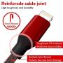 UNEN iPhone Charger Cable(3/3/6/6/10FT)5 Pack Nylon Braided-Black and Red