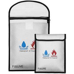 Fireproof Document Bag - 15''X11'' Fireproof Safe Bag, 7''x9'' Money Pouch Envelope, Non-Itchy Silicone Coated File Storage, Waterproof Document Holder, Money Bag with Zipper
