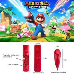Wii Controller with Nunchuck and Motion Plus, 2 Sets of Red, Compatible with Nintendo Wii, Wii U