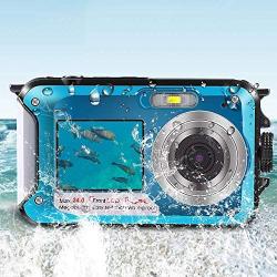 Underwater Camera for Snorkeling, Waterproof 2.7K 24MP Digital Camera, HD Rechargeable Camera with Dual Screen for Camping, Underwater, Swiming, Underwater Camera