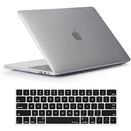 ProCase MacBook Pro 15 Case 2019 2018 2017 2016 Release A1990/A1707, Hard Case Shell Cover and Keyboard Cover for MacBook Pro 15'' (2019/2018/2017/2016) with Touch Bar & Touch ID –Crystal