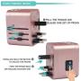 Universal Travel Adapter International All in One Plug (Rose Gold)- w/4 USB Ports Work - 150+ Countries - 220 Volt Adapter - Travel Adapter Type C A G I for UK Japan Germany France EU European