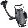Windshield Phone Holder for Car - FLOVEME Gooseneck Long Arm Car Phone Mount Hands Free Windshield Car Phone Holder Compatible with iPhone Samsung LG Moto Smart Phone Stand for Car (Black)
