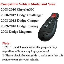 Key Fob Compatible for 2008-2010 Chrysler 300, 2008-2012 Dodge Challenger, 2008-2012 Dodge Charger, SaverRemotes 4 Button Remote Control Replacement for M3N5WY783X IYZ-C01C