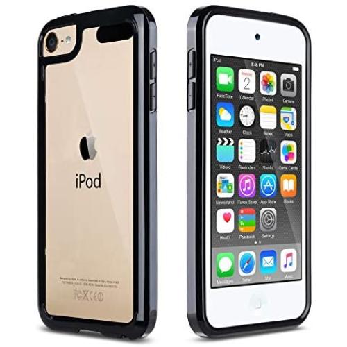 ULAK iPod Touch 7 Case,iPod Touch 6 & 5 Case, Clear Slim Hybrid Bumper TPU/Scratch Resistant Hard PC Back / Corner Shock Absorption Case for Apple iPod Touch 5th 6th 7th Generation, Black