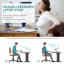 Laptop Stand Ergonomic, Jelly Comb Multi-Angle Adjustable Laptop Riser with Built-in Foldable Legs and Phone Holder, Ventilated Notebook Stand Tray for MacBook, Desktop Computer, Tablet (White)