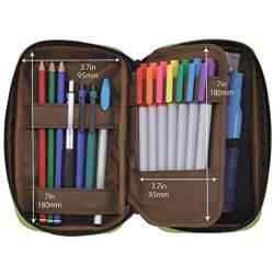 LIHIT LAB Zipper Pen Case, 7.9 × 2 × 4.7 Inches, Black Camo (A7551-134)