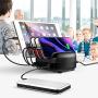 Charging Station for Multiple Devices, KK HOPEROAD 5-Ports Charging Station Organizer for iPhone, Samsung, Cell Phone, iPad, and Other Electronics, Compatible USB Docking Station. (Black)…