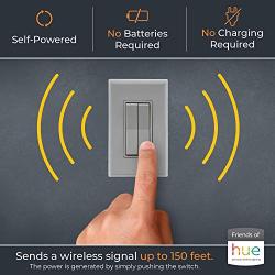 RunLessWire Click for Philips Hue Wireless Dimmer Light Switch, Smart Switch with Battery-Free Installation (Switch, Gray)