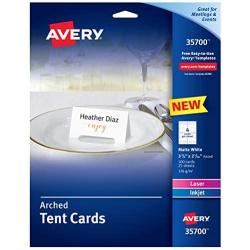 Avery Arched Die-Cut Tent Cards, 2-1/16'' x 3-3/4'', 65 lbs / 176 GSM, Laser/Inkjet, 100 Cards (35700)