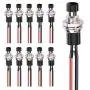 DaFuRui 10Pack Black 1A 250V AC 2 Pins SPST Normal Open Mini Momentary Push Button Switch with Pre-soldered Wires