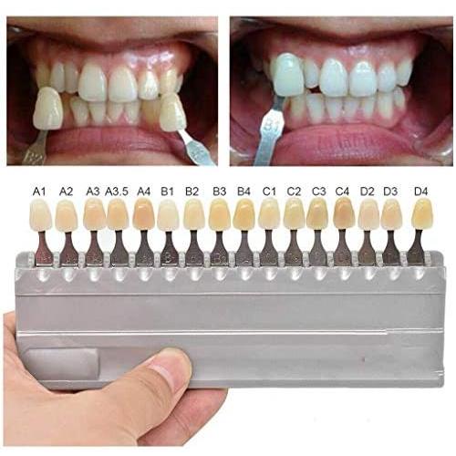 1 Set 16 Colors 3D Teeth Whitening Shade Guide Porcelain - Tooth Bleaching Shade Chart Mold - Tracking & Comparing - Dental Equipment Dentist Material - Professional or Household Oral Care (White)